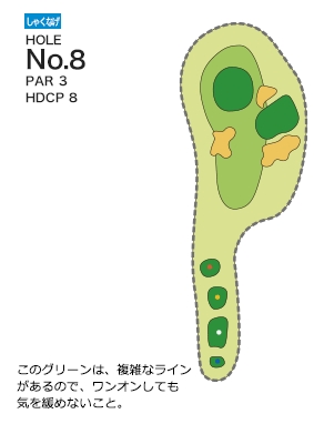 近江ヒルズゴルフ倶楽部 しゃくなげ8番ホール コース図
