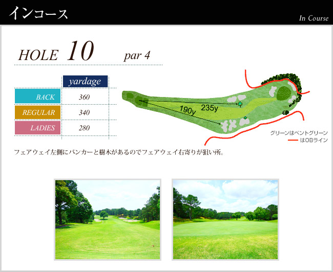 かごしま空港３６カントリークラブ 空港IN10番ホール コース図