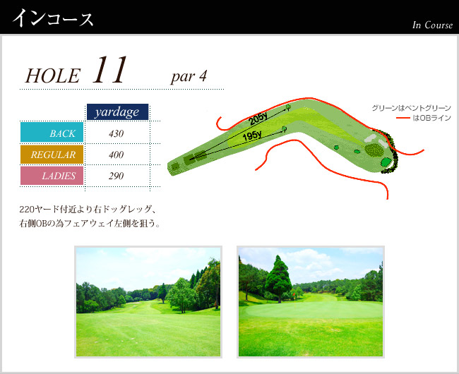 かごしま空港３６カントリークラブ 空港IN11番ホール コース図