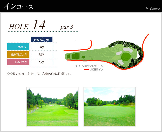 かごしま空港３６カントリークラブ 空港IN14番ホール コース図
