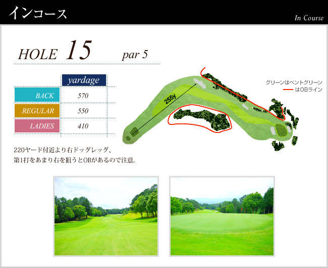 かごしま空港３６カントリークラブ 空港IN15番ホール コース図