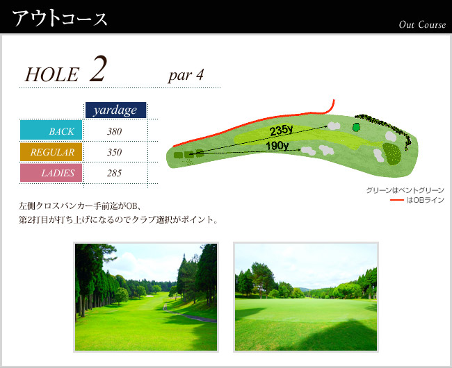 かごしま空港３６カントリークラブ 空港OUT2番ホール コース図
