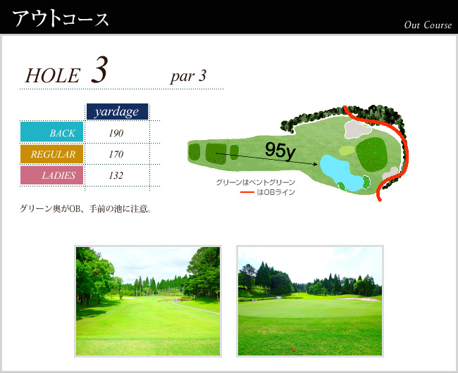 かごしま空港３６カントリークラブ 空港OUT3番ホール コース図
