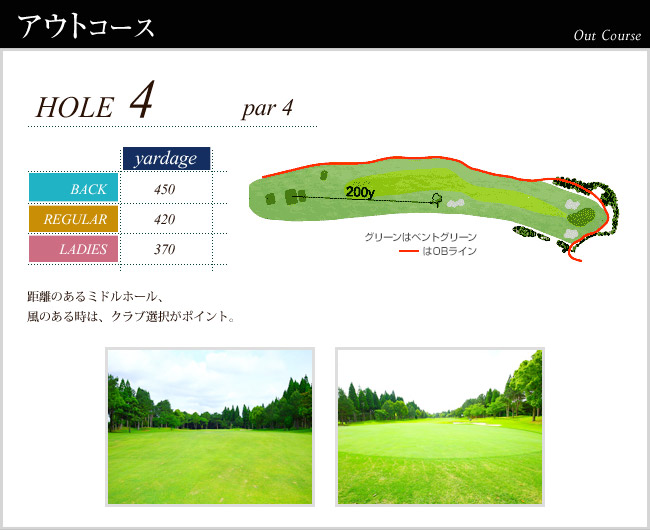 かごしま空港３６カントリークラブ 空港OUT4番ホール コース図