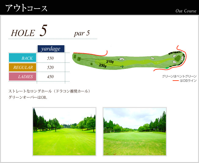 かごしま空港３６カントリークラブ 空港OUT5番ホール コース図