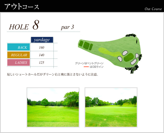 かごしま空港３６カントリークラブ 空港OUT8番ホール コース図