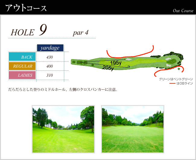かごしま空港３６カントリークラブ 空港OUT9番ホール コース図