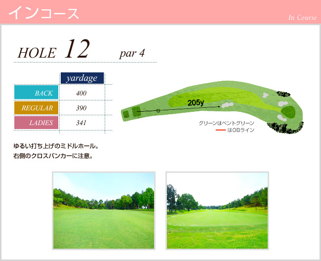 かごしま空港３６カントリークラブ 横川IN12番ホール コース図