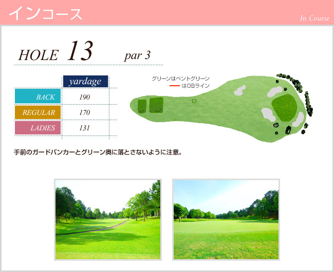 かごしま空港３６カントリークラブ 横川IN13番ホール コース図