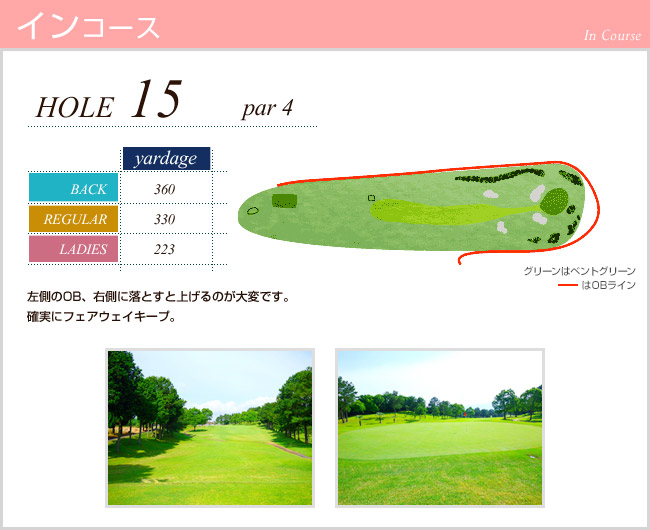 かごしま空港３６カントリークラブ 横川IN15番ホール コース図