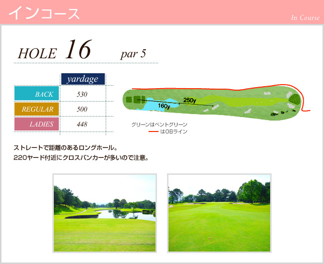 かごしま空港３６カントリークラブ 横川IN16番ホール コース図