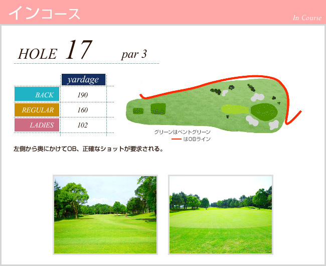 かごしま空港３６カントリークラブ 横川IN17番ホール コース図