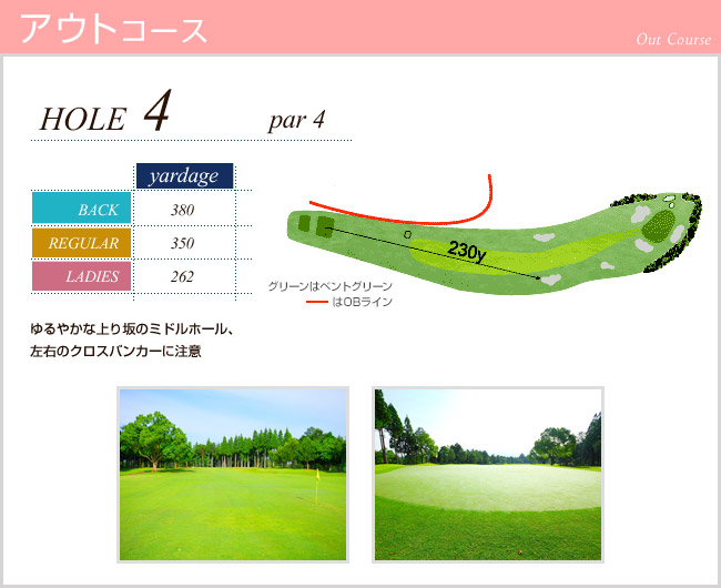 かごしま空港３６カントリークラブ 横川OUT4番ホール コース図