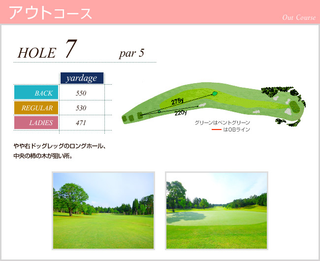 かごしま空港３６カントリークラブ 横川OUT7番ホール コース図