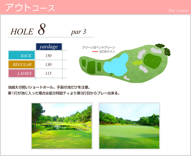 かごしま空港３６カントリークラブ 横川OUT8番ホール コース図