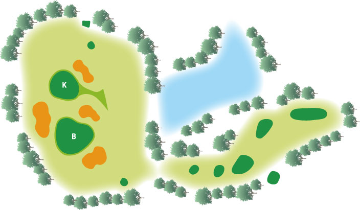 福山カントリークラブ IN13番ホール コース図