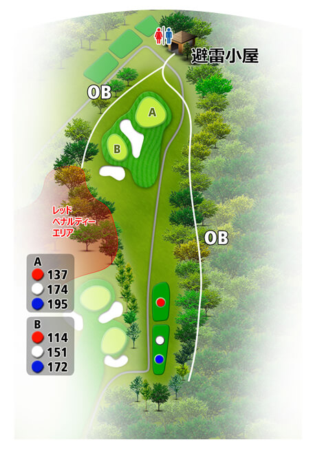 富士宮ゴルフクラブ IN14番ホール コース図