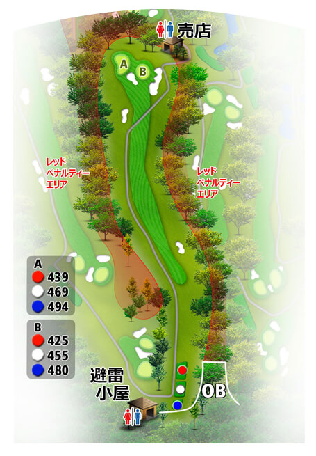 富士宮ゴルフクラブ IN15番ホール コース図
