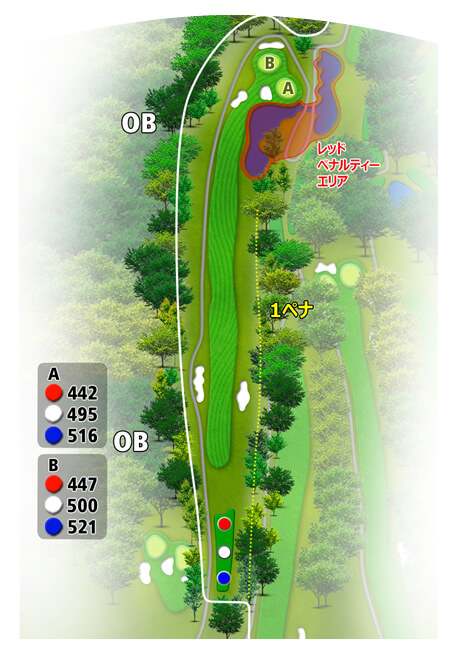 富士宮ゴルフクラブ OUT4番ホール コース図