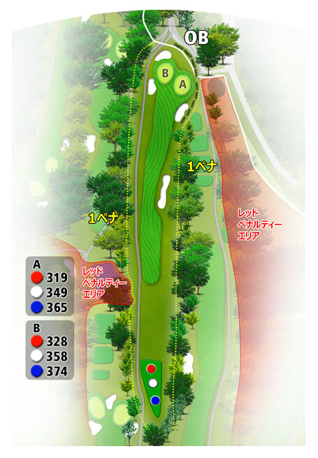 富士宮ゴルフクラブ OUT9番ホール コース図