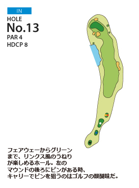 オールドオーチャードゴルフクラブ IN13番ホール コース図