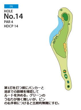 オールドオーチャードゴルフクラブ IN14番ホール コース図