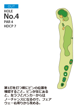 オールドオーチャードゴルフクラブ OUT4番ホール コース図
