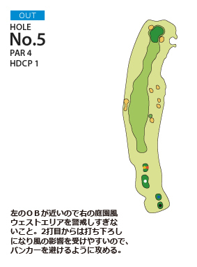 オールドオーチャードゴルフクラブ OUT5番ホール コース図
