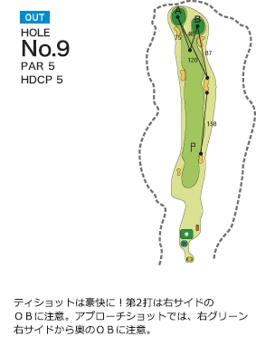 チサンカントリークラブ北条 OUT9番ホール コース図
