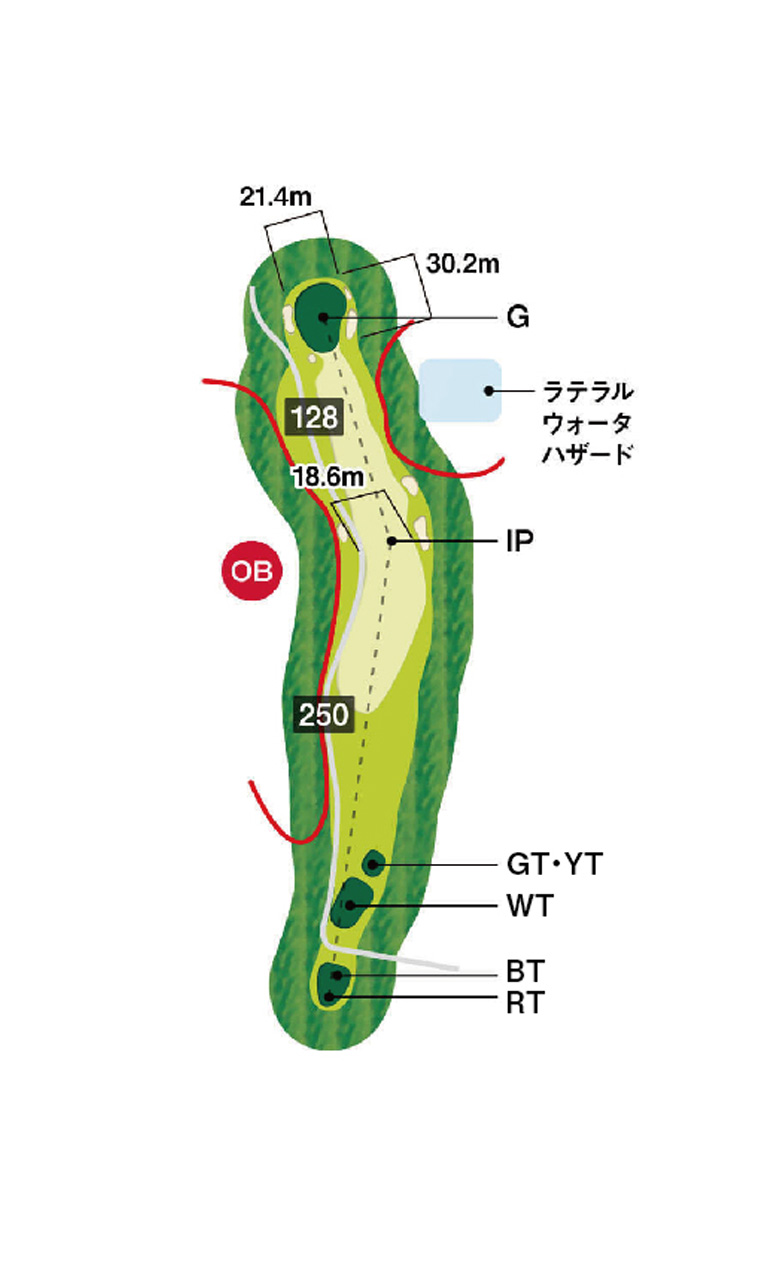 高室池ゴルフ倶楽部 OUT9番ホール コース図