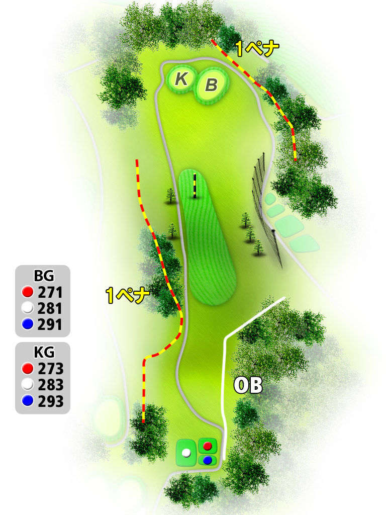 伊豆国際カントリークラブ OUT4番ホール コース図