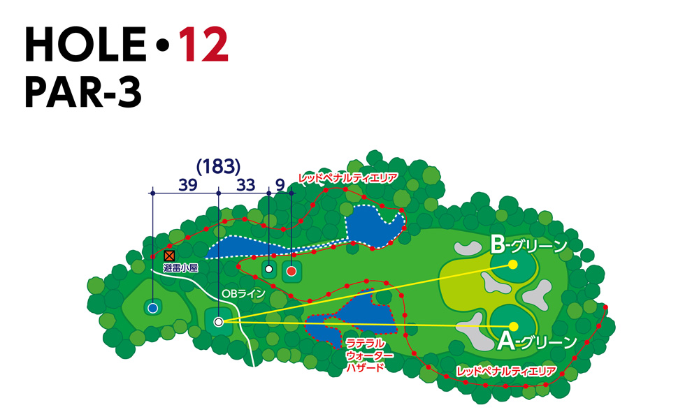 東富士カントリークラブ IN12番ホール コース図
