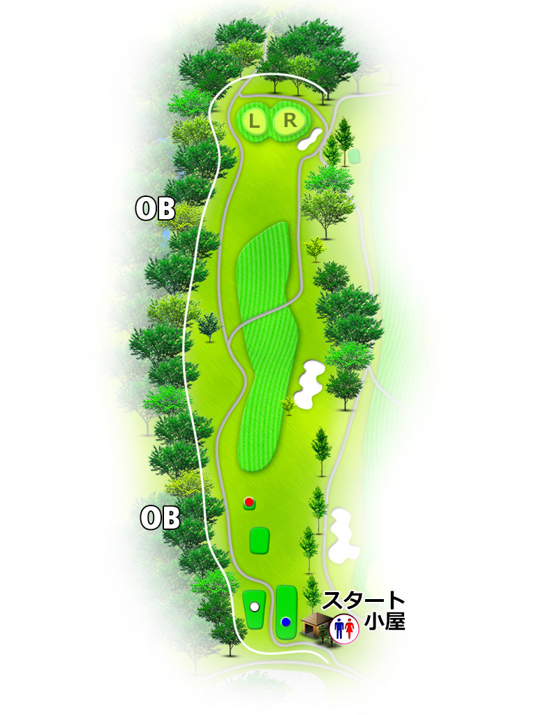 大厚木カントリークラブ本コース 南コース1番ホール コース図