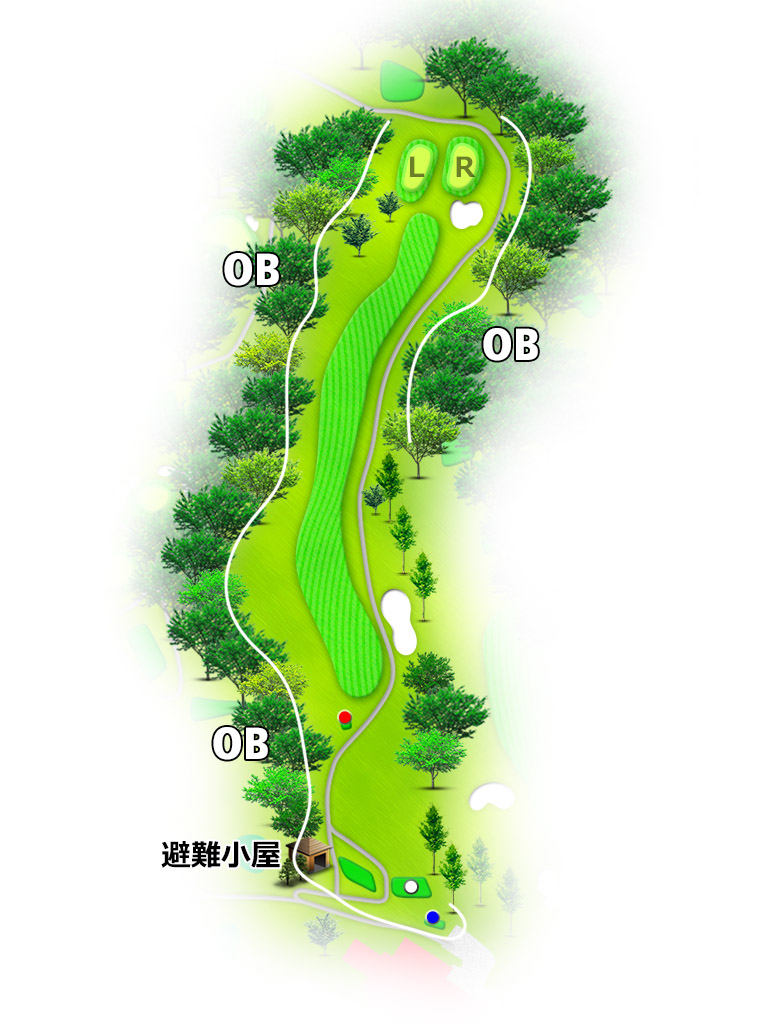 大厚木カントリークラブ本コース 西コース1番ホール コース図