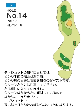 三日月カントリークラブ IN14番ホール コース図