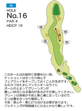 三日月カントリークラブ IN16番ホール コース図