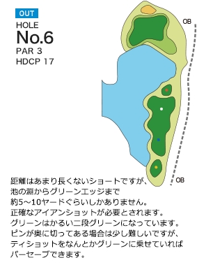 三日月カントリークラブ OUT6番ホール コース図