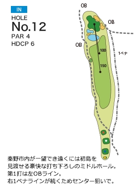 秦野カントリークラブ IN12番ホール コース図