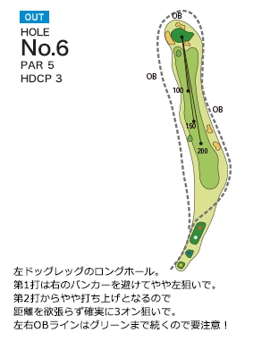秦野カントリークラブ OUT6番ホール コース図