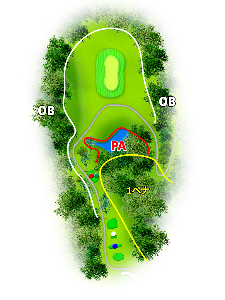岩舟ゴルフクラブ（旧：ＩＷＡＦＵＮＥ ＧＯＬＦ ＣＬＵＢ） OUT4番ホール コース図