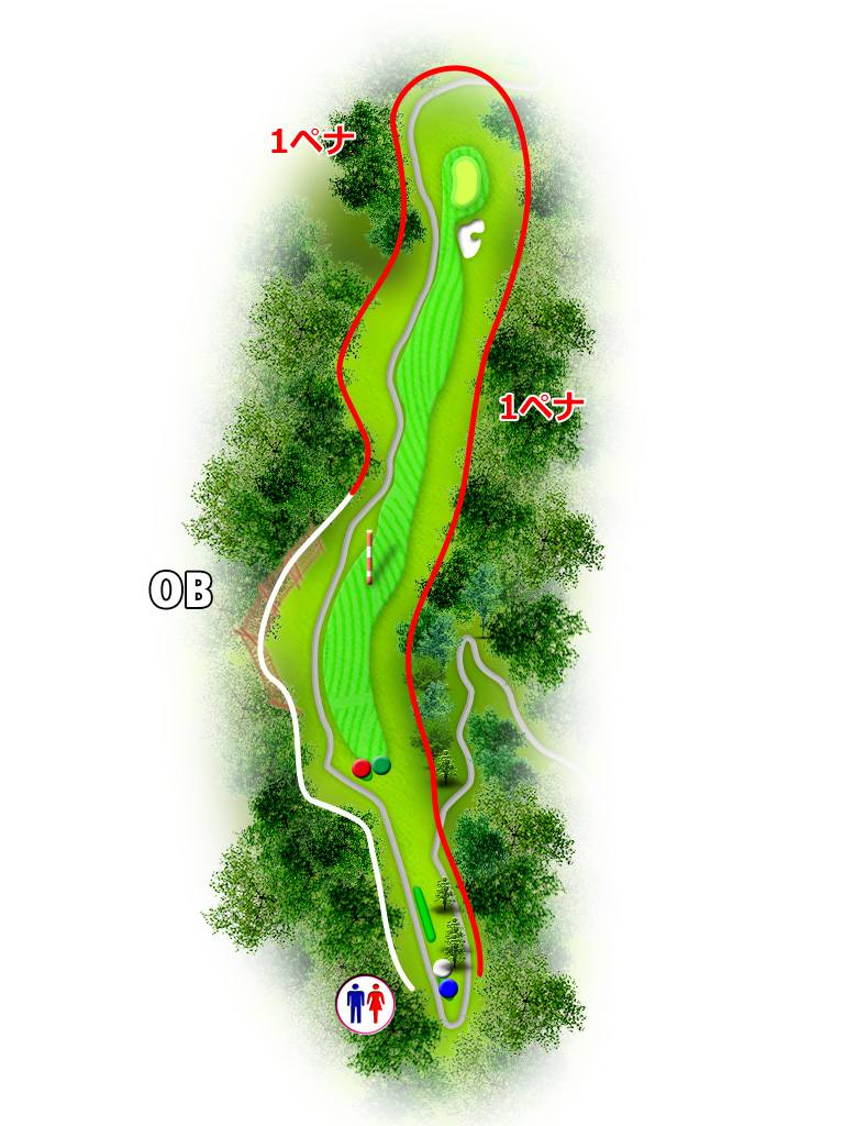 岩舟ゴルフクラブ（旧：ＩＷＡＦＵＮＥ ＧＯＬＦ ＣＬＵＢ） OUT5番ホール コース図