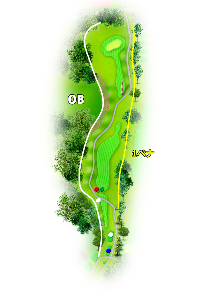 岩舟ゴルフクラブ（旧：ＩＷＡＦＵＮＥ ＧＯＬＦ ＣＬＵＢ） OUT9番ホール コース図