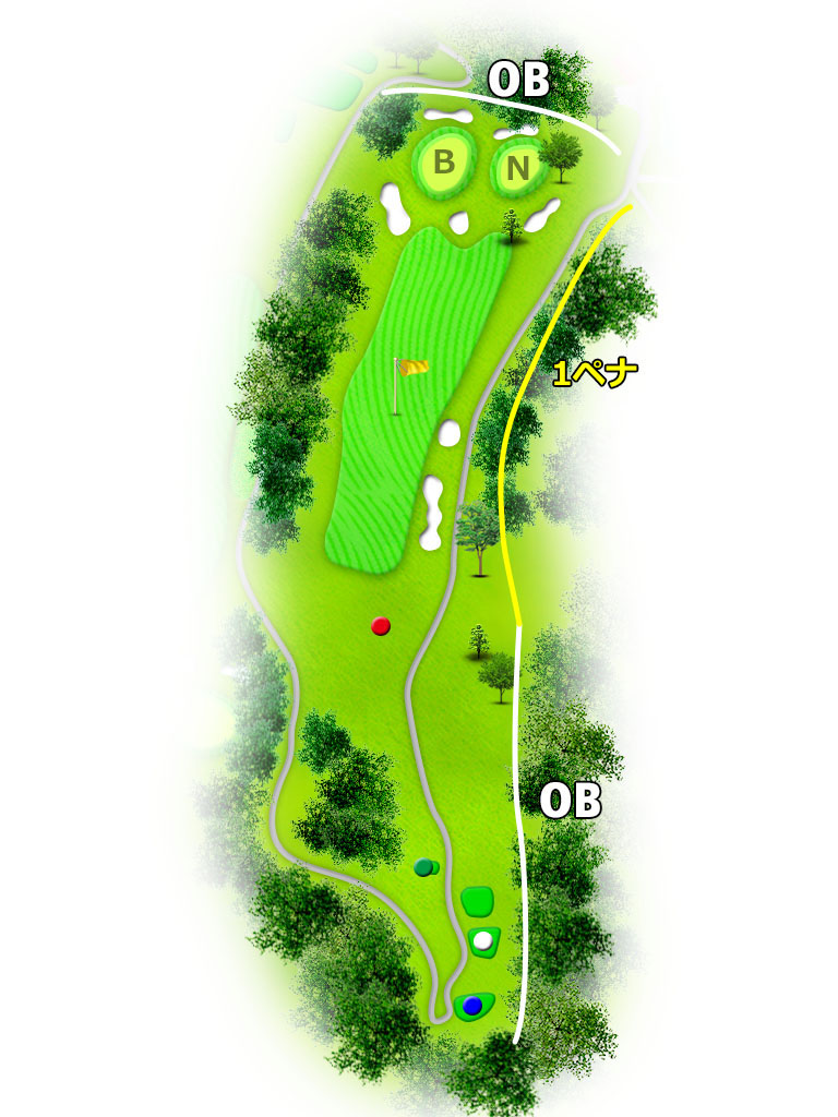 かほゴルフクラブ OUT9番ホール コース図