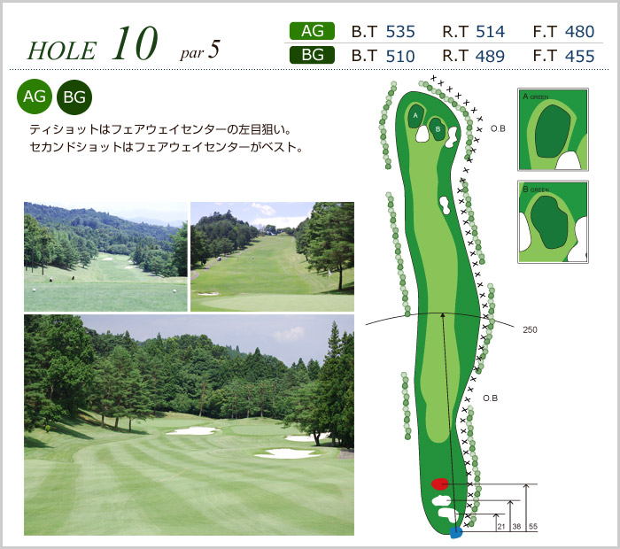 大月カントリークラブ IN10番ホール コース図