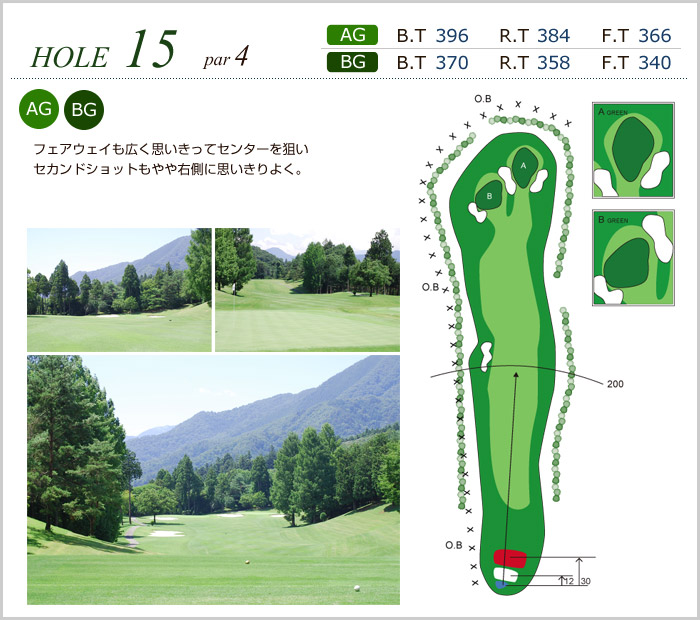 大月カントリークラブ IN15番ホール コース図