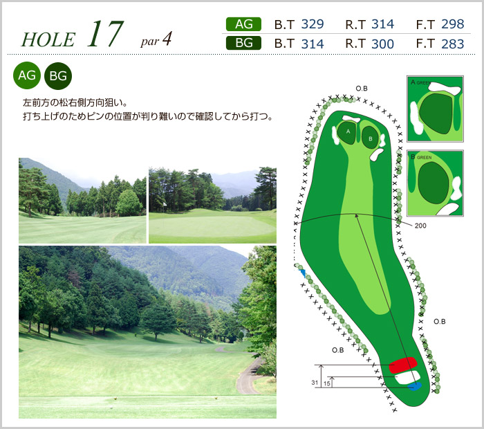 大月カントリークラブ IN17番ホール コース図