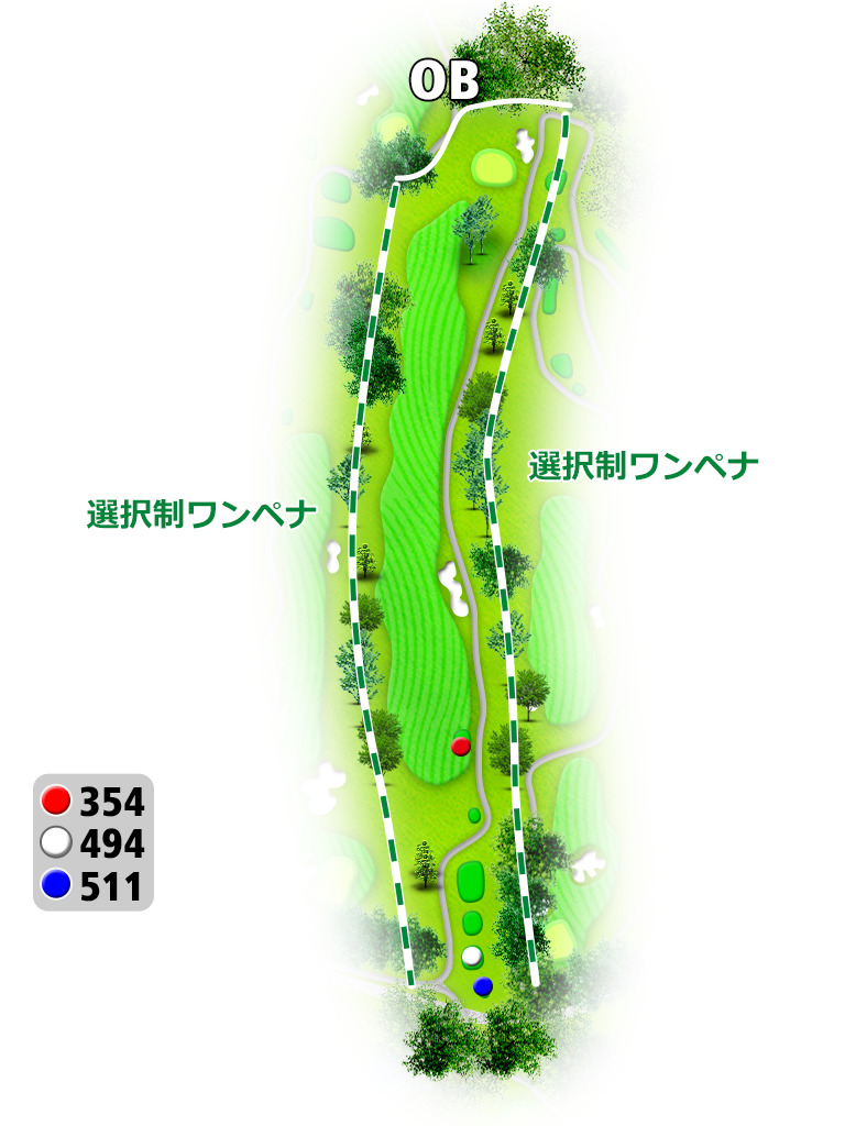 大津カントリークラブ 西コース OUT1番ホール コース図