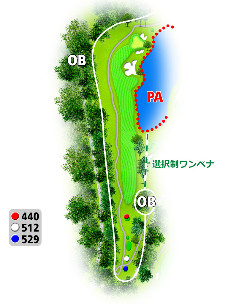 大津カントリークラブ 西コース OUT4番ホール コース図