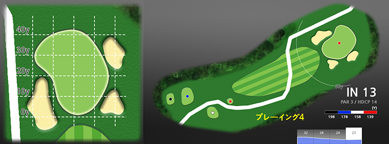 北海道ドリームカントリークラブ IN13番ホール コース図