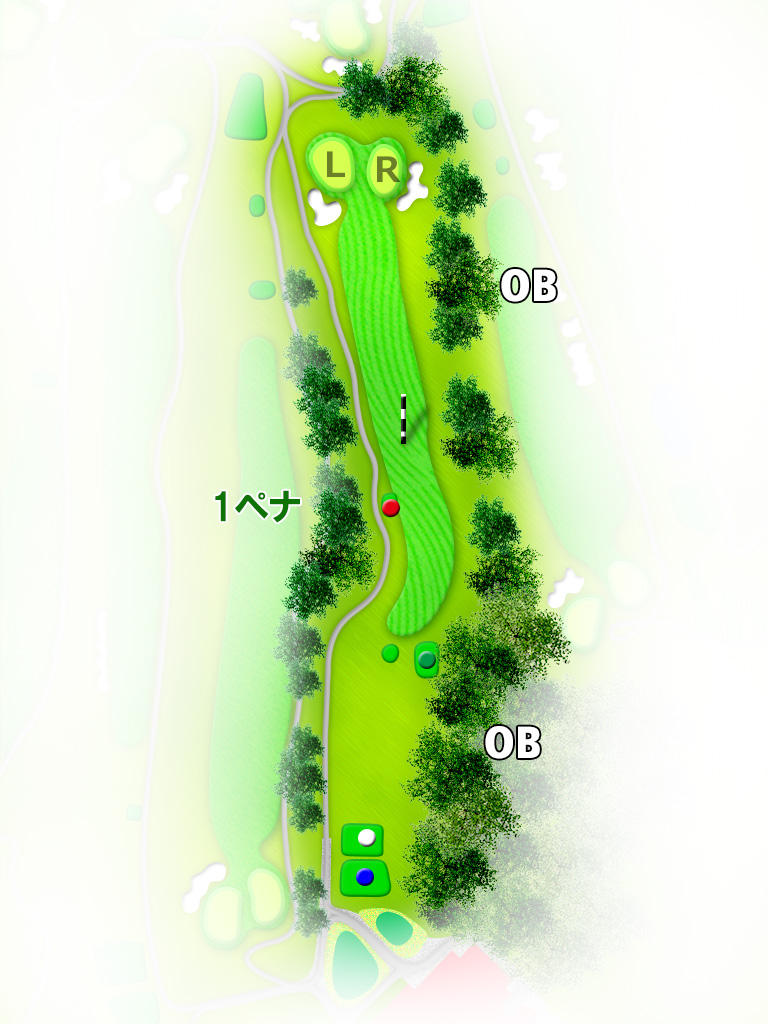 亀岡ゴルフクラブ OUT1番ホール コース図